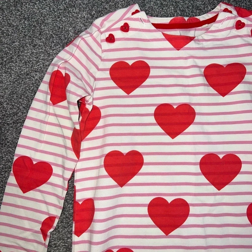 BODEN Fun Breton Dress in Poppy Red Stripe Heart